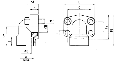 SAE-Einschraubflansch NPT-Gewinde 90°