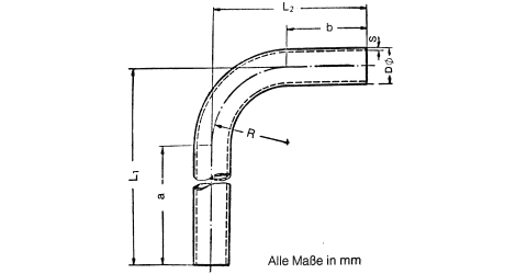 Nahtlose Hydraulikrohrbogen 90° - Werkstoff St. 37.4/1.4571